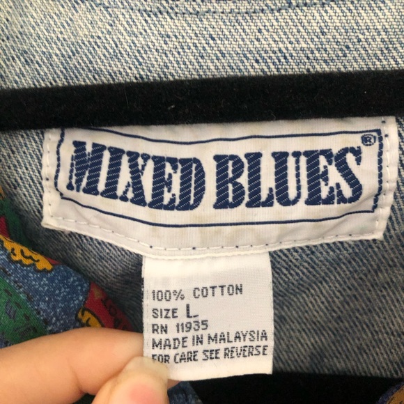 Vintage Patchwork Denim Jean Jacket Dalmatian Dog Quilt Size Large - Picture 9 of 9